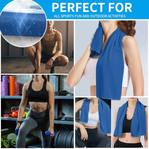 Puomue 5 Pack Cooling Towels, 40 Inches x 12 Inches, Breathable Soft Chilly Microfiber Towel for Yoga, Sport, Running, Workout, Gym, Camping and Fitness, Dark Blue - color: Dark Blue1