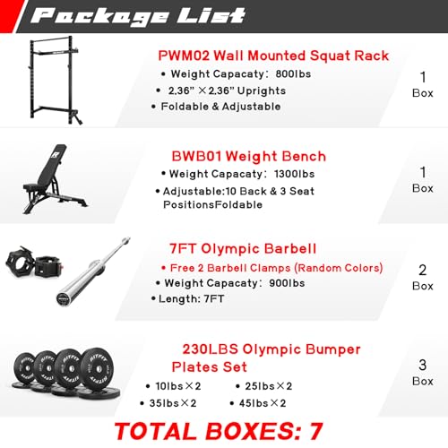 RitFit 2.36'' x 2.36'' Folding Squat Rack for Home Gym, Wall Mounted Squat Rack with Attachments - Space Saving Squat Power Rack - color: Black, style: Folding Squat Rack with RP230LBS