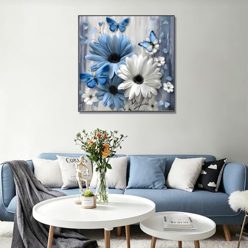 Flowers Diamond Art Kits for Adults, Butterfly Diamond Painting Wall Decor | Diamond Art Kit for Beginners, 5D DIY Full Drill Diamond Painting Gem Art, Home Wall Art Gifts(14x14inch) - color: DP03937
