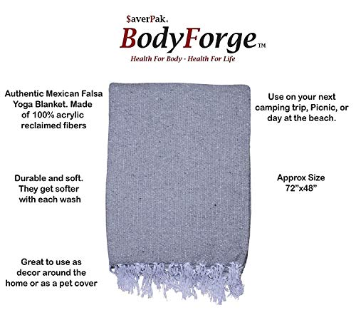 $averPak BodyForge Authentic Mexican Falsa Yoga Blanket (Granite) - color: Granite
