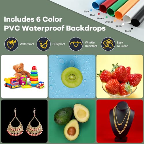 Lightdow 16"x16"x12" Photo Studio Light Box Photography with 120 LEDs (CRI>95), 6 Backdrops - Portable/Dimmable/Versatile Folding Shooting Tents for Toys/Jewelry/Watches/Cosmetics Photography - size: 16"x16"x12"