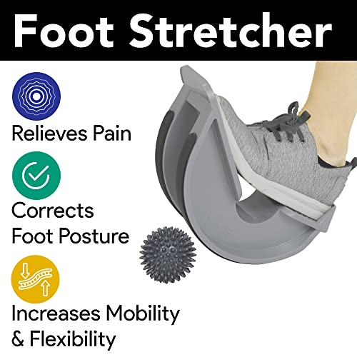ProHeal Foot Rocker Calf Stretcher with Spiked Ball Massager - for Plantar Fasciitis, Achilles Tendonitis - Calf, Foot, Heel, and Ankle Stretcher - Lower Leg Pain Relief - Gray with Green Ball - color: Gray With Green Ball