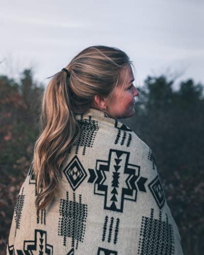 Inca Aztec Throw, Queen, King Blanket | Southwest Indian Navajo Boho Style | Native Cover for Camping, Bedding, Couch, Vanlife | Faux Alpaca, Lightweight, Hypoallergenic (Obsidian Black, Throw) - color: Obsidian Black, size: Throw Blanket