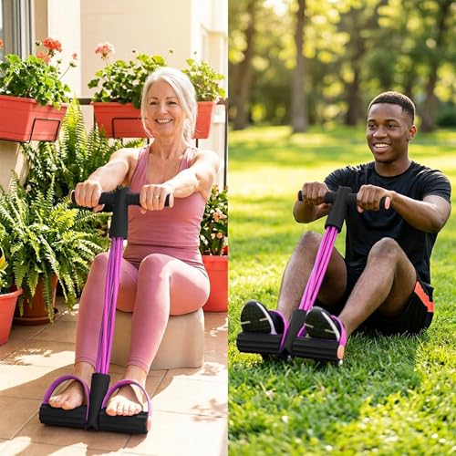 Pedal Resistance Bands with Handles for Home Work Out - color: Pink