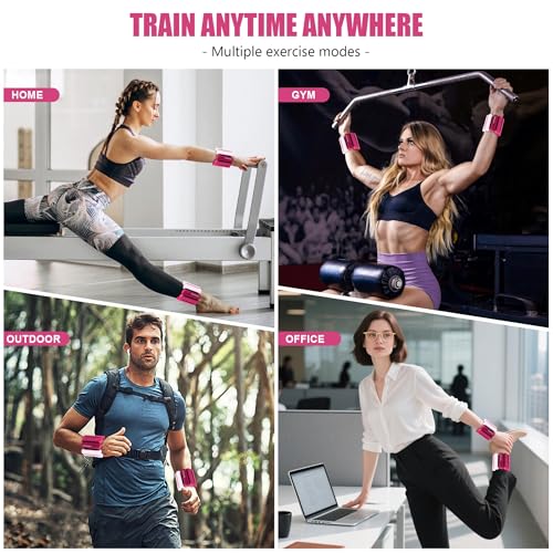 Ankle Wrist Weights for Women 2lbs/4lbs Pairs Adjustable Silicone Weights - color: Gradient Pink, size: 4 lbs Pair (2 lb Each)