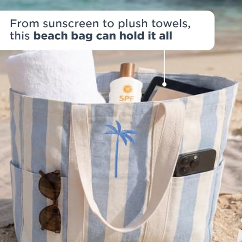 Folkulture Beach Tote Bags For Women, Beach Must Haves 2026-18x15 Inch | Waterproof,Sandproof, Large Tote Bags for Women, Swimming Pool, Beach Essentials, Simple Modern Pool Bag, Bolsos Para Mujeres - color: Palm Motif