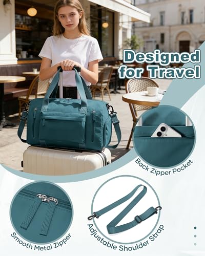 Gym Bag for Women with Shoes Compartment Travel Duffel Bag Peacock Blue - color: J2-Peacock Blue