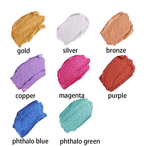 Mont Marte Metallic Acrylic Paint Set 8 Piece x 18 ml Tubes, Lightfast Colors with Smooth Consistency and Opaque Metallic Finish. - size: 0.61 Fl Oz (Pack of 1)