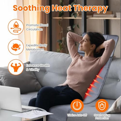 KOCASO Full Body Massage Mat with Heat & Vibration，Back Massager with 10 Motors，Massage Pad with Heat Timer for Relaxation，Body Massagers for Muscles，Ideal Gift for Parents - size: 19.29 x 7.87 x 13.78 in
