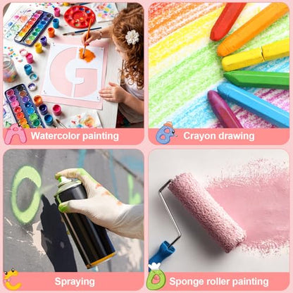 SATINIOR 12 Inch Large Letter Stencils and Numbers, 36 Pcs Reusable Alphabet Stencils Plastic Numbers Templates Craft for Wood Wall Fabric Signage Chalkboard Painting DIY Projects (Cute) - size: 12 Inch, style: Cute