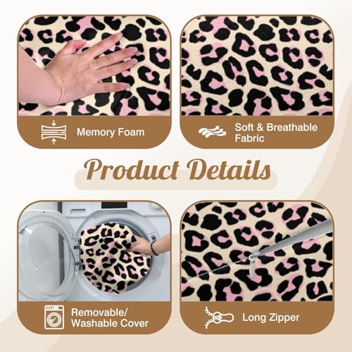 Knee Pillow for Back Sleeping – Half Moon Bolster Pillow for Legs,Under Knee While Sleeping Support, Leg & Back Pain Relief (21.5x9x5 Inches),Machine Washable Cover - color: Leopard