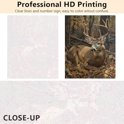 TUMOVO Elk in The Forest Canvas Paint by Number Kit for Adults | Elk Deer 16x20 inch unframed canvas kit with paints and brushes, mindful art activity for a weekend creative project. - color: Deer