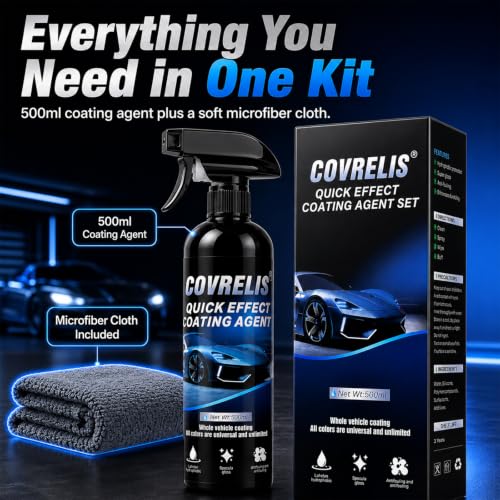 Car Coating Spray, Ceramic Spray Coating, High Shine Car Wax | Waterless Car Wash, Long-lasting Hydrophobic, UV & Stain Resistant, for Window Glass, Wheels, Trim, 17.5 oz with Towel (2pcs) - color: 2PCS