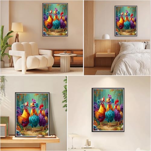 EOBROMD Paint by Numbers Kits for Adults Funny Chicken, DIY Kits Crafts for Beginner on Canvas, 3 Brushes and Acrylic Paint for Home Decor 16x20inch(Without Frame) - color: Funny Chicken