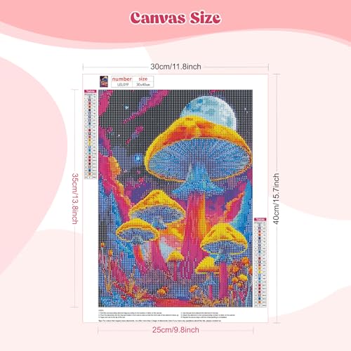 EOBROMD Diamond Art Kits for Adults, DIY Fantasy Mushroom Painting Kits for Adults Beginners, 5D Full Drill Diamond Dots with Gem Art and Crafts for Home Wall Decor 12x16inch - color: 09-Fantasy Mushroom
