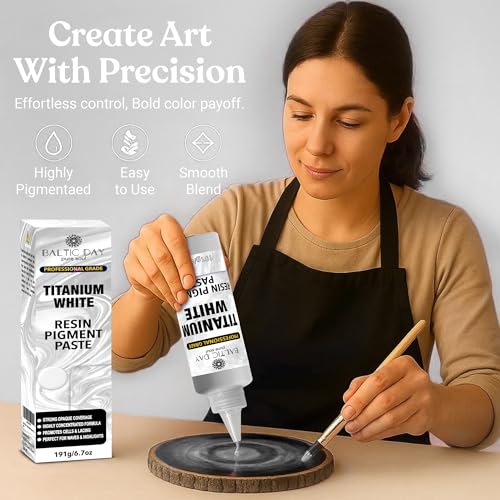 BALTIC DAY Titanium White Epoxy Resin Pigment Paste, Extra Large 191g (6.7oz) – Opaque Resin Colorant, Highly Concentrated Epoxy Dye, Mica Powder Alternative for Resin Art, Ocean Waves, Jewelry, Tumblers & Crafts - color: Titanium White