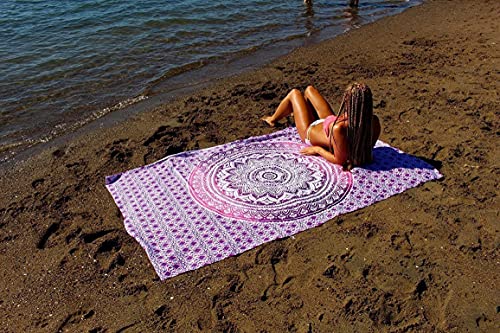 raajsee Pink White Tapestry Mandala Wall Hangings, Indian Cotton Beach Throw Blanket, Hippie Tapestries Boho Decor Bohemian Bedding,Twin Bedspread 52x82 inches - color: Pink Ombre, size: 82"L x 52"W