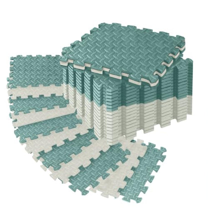 18 Pcs EVA Foam Floor Tiles, Puzzle Exercise Mat Set for Gym - color: Sage Gray Duo
