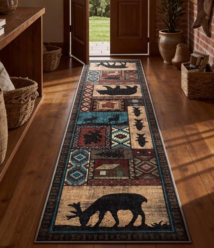 YIHOUSE Washable Rustic Cabin Runner Rug 2x8 Hallway - color: Brown, size: 2'x8' (Runner)