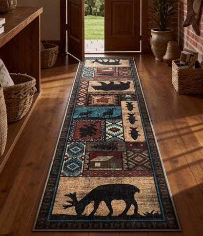 YIHOUSE Washable Rustic Cabin Runner Rug 2x8 Hallway - color: Brown, size: 2'x8' (Runner)