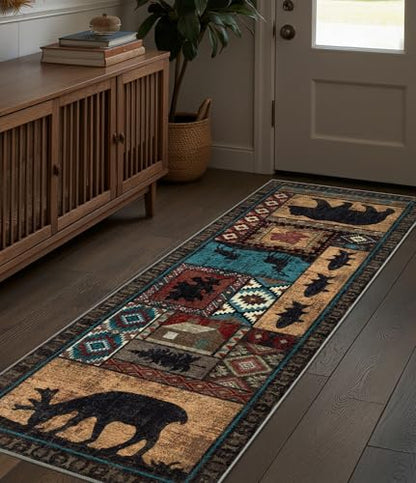 YIHOUSE Washable Rustic Cabin Runner Rug 2x6 Hallway - color: Brown, size: 2'x6' (Runner)
