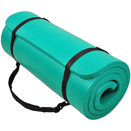 BalanceFrom Yoga Mat, 1-Inch Extra Thick High Density Exercise Mat, Anti-Tear Exercise Yoga Mat with Carrying Strap, Suitable for Various Yoga Exercises, Multiple Colors - color: Green