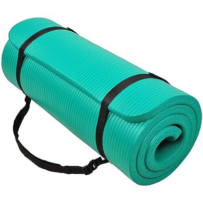 BalanceFrom 1-inch Thick 71x24 Inches Extra Thick Exercise Yoga Mat - color: Green