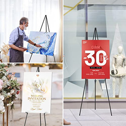 Easel Stand for Sign, Aredy 63" Portable Painting Easel, Lightweight Metal Easels for Painting Canvas, Wedding Sign (2 Pack) - style: 2 pack