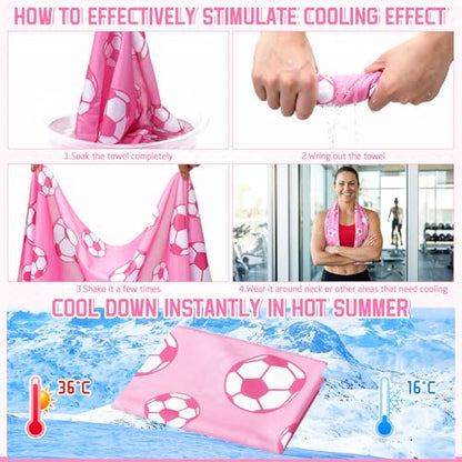 FuWeave 12 Pcs Soccer Cooling Towels Gifts 40 X 12 Inch - color: Soccer, size: 40 x 12 inches