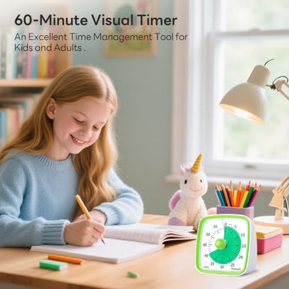 Yunbaoit Visual Timer with Night Light, 60 Minute Countdown, Light Green - color: Light Green
