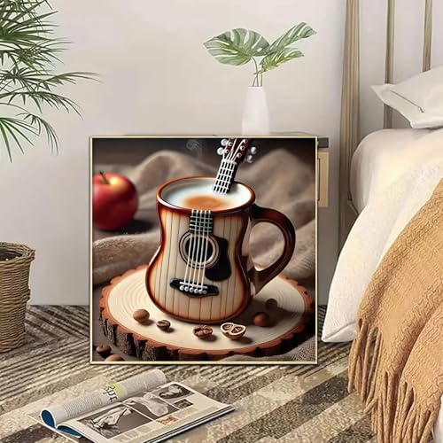 Shouruihua Coffee Diamond Painting Kits for Adults, Guitar Diamond Art Kit | Music, Gem Art, Diamond Dotz Kits, Diamond Dots, Full Round Drill Diamond Painting Kits Beginner, 11.8x11.8 in - color: Coffee