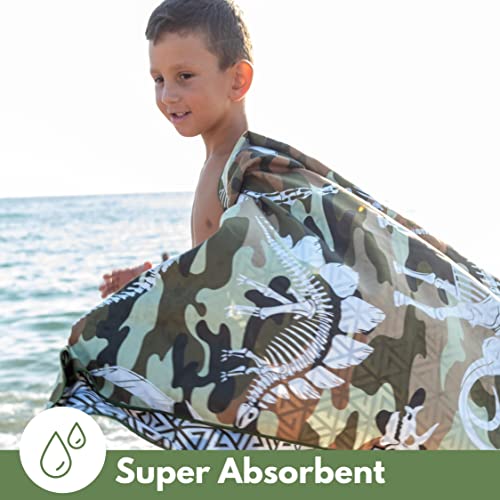 ECCOSOPHY Microfiber Kids Toddler Beach Towel, Quick Dry, Sand Free, 60x30 - color: Camo Dyno
