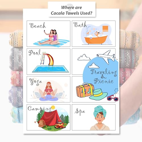 Cacala Pestemal Turkish Beach Towel Highly Absorbent Quick and Easy Dry Soft and Comfortable for Bath, Spa, Pool, Gym and Yoga 100% Cotton 37 x 70 - color: Blue