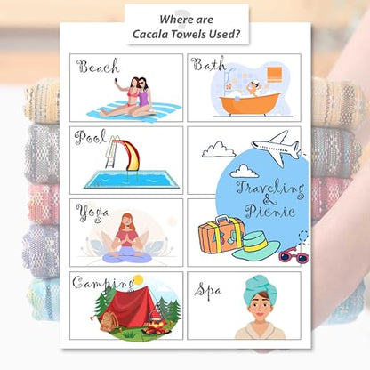 Cacala Pestemal Turkish Beach Towel Highly Absorbent Quick and Easy Dry Soft and Comfortable for Bath, Spa, Pool, Gym and Yoga 100% Cotton 37 x 70 - color: Blue