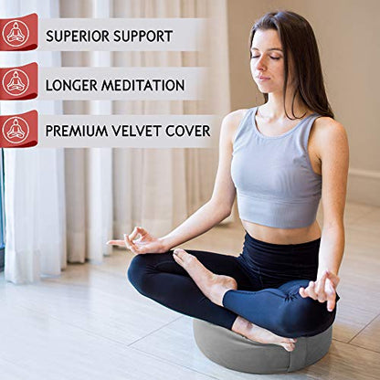 Florensi Yoga & Meditation Bundle | Grey Meditation Cushion & Yoga Wheel 3 Pack