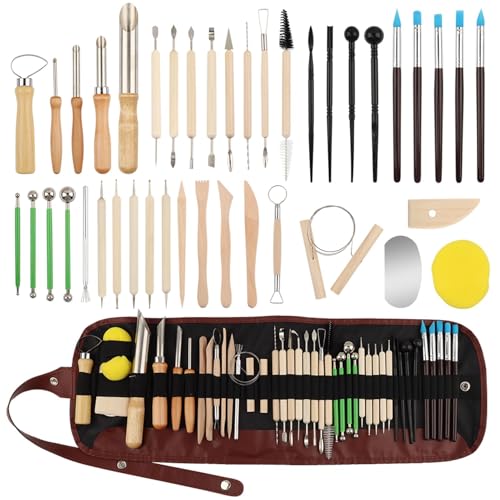 42Pcs Pottery Tools Kit for Sculpting,Carving Tools Set for Pottery Clay | Pottery Tool Kit Shaping/Dotting Supplies for Beginners Adult,Clay Sculpting Tools for Polymer Clay,Modeling,Trimming,Shaping