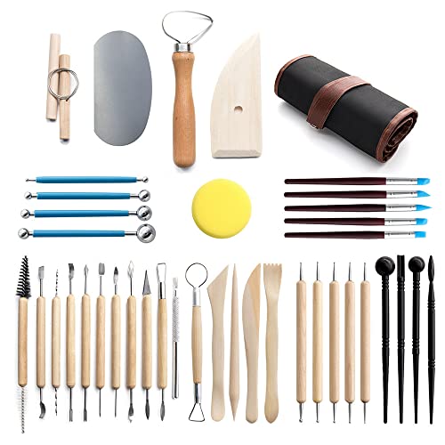 Clay Tools 40PCS Pottery Tools Clay Sculpting Tools Polymer Clay Tools Kit Ceramic Tools for DIY Handcraft Modeling Clay Carving Tools Set - color: 40PCS