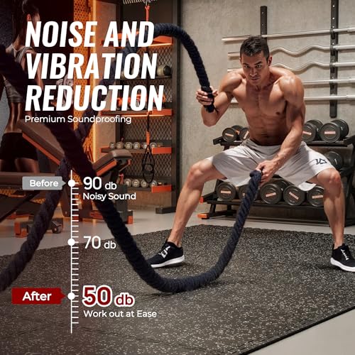 SUPERJARE 0.79'' Extra-Thick Exercise Equipment Mats, 48 Pcs 192 Sq Ft Rubber Top Floor Tiles with High Density EVA Foam, Interlocking Gym Flooring for Home Gym, Workout Mat, Black/Grey - size: 48 Tiles (192 Sq Ft)