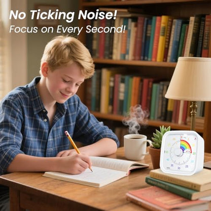 Yunbaoit Rainbow Visual Timer for Kids, 60-min Countdown Timer, White - color: White Rainbow