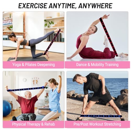 3PCS Stretch Strap,Fitness Resistance Band for Stretching and Yoga | Number Stretch Resistance Band,8-Section Elastic Stretching Strap, Clear Markings For Exercise,Physical Therapy,Pilates,Dance