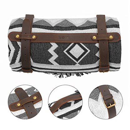 Leather Picnic Blanket Carry Strap Bedroll Belt Camping Travel Rug Holder | Adjustable, Lightweight, for Yoga Mats, Motorcycle Rolls,Camping Mat,Secures 6"-7.8" Diameter Rolls, Outdoor Travel Accessory