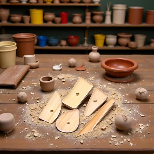 5 Pcs Wooden Pottery Clay Ribs Ceramic Potter Rib Ceramic Clay Sculpting Scrapers Tools Pottery Shaping Trimming Tools Ceramic Pottery Tools