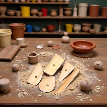 5 Pcs Wooden Pottery Clay Ribs Ceramic Potter Rib Ceramic Clay Sculpting Scrapers Tools Pottery Shaping Trimming Tools Ceramic Pottery Tools
