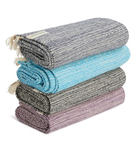 JadeYoga Recycled Cotton Yoga Blanket, Meditation Blanket, Midnight Blue/Purple/Teal/Black, 78 x 44 inches, Handmade in India (Midnight Blue) - color: Midnight Blue