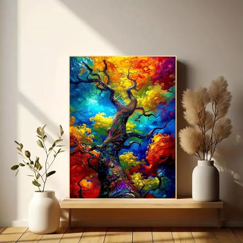 igoodom Colorful Tree Diamond Art Kits for Adults, DIY Wall Decor | Diamond Painting Kit - Sparkling Full Drill Design Perfect for Home Decor, Holiday Gifting, And Relaxing Crafting 12x16inch - color: MZ2682, size: 11.8x15.7in(30x40cm)