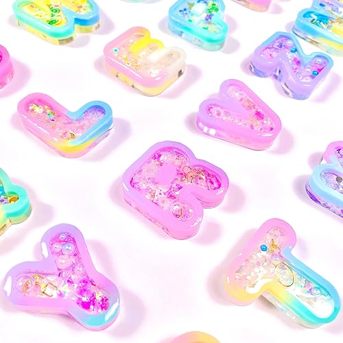 Alphabet Resin Shaker Molds Kawaii Keychain Charm Large and Small Set Pack of 107 Silicone Trays Seal Films Precision Tip Applicator Bottle Kit Bundle - color: Alphabet Craft Pack of 107