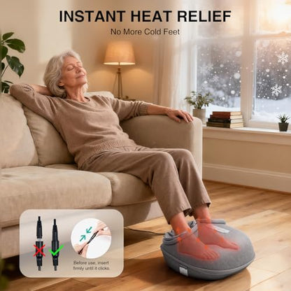 Medcursor Foot Massager with Heat | Shiatsu Deep Kneading, Relief for Tired Muscles and Plantar, Multi-Level Settings, Adjustable Intensity, Gifts for Women Mom - color: Grey