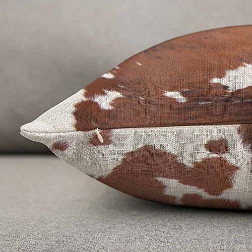 TKS MITLAN Brown Cowhide Throw Pillow Case Cushion Cover for Use As A Background in Full Frame Linen Couch Bed Sofa Car Waist Cushion Cover 12 x 20 inch - color: Brown Cowhide, size: 20" x 12" (Pack of 1)