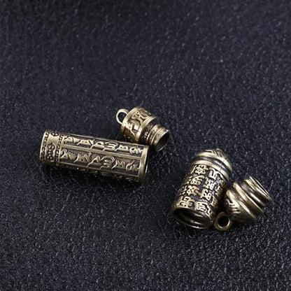 Vctitil 6 Pcs Buddhist Supplies Set-Mini Brass Sakyamuni Buddha Ornament,Heart Sutra Bell,Brass Bell,Buddhist Cylindrical Box,for Car Pendant,Home Decor