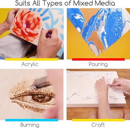 MEEDEN Unfinished Wood Canvas Board:6x12 Canvas Panel Pack of 4 | 1-1/2" Deep Wooden Panel Board, Blank Cradled Wood Art Board for Painting - Rectangle - size: 6"x12"- 4 Pack